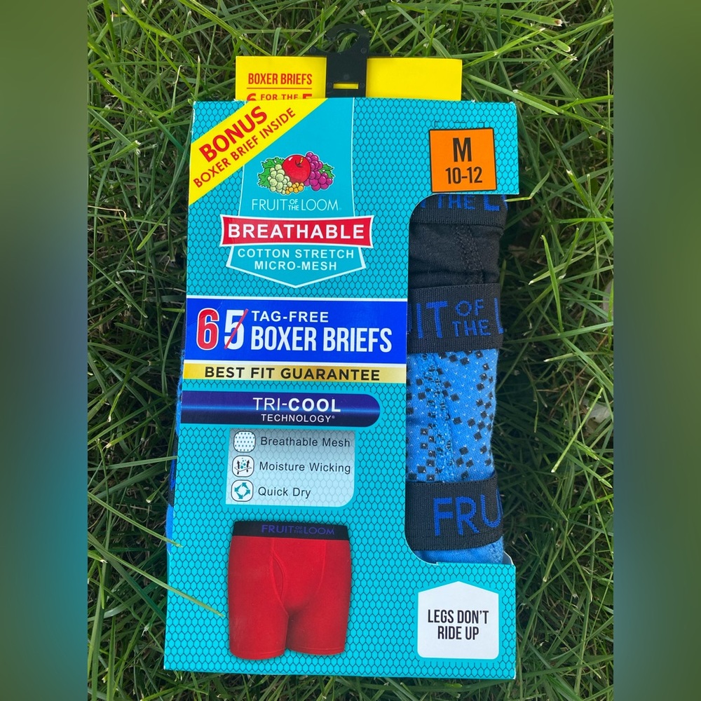 Fruit of the Loom Boy’s Tagless Tri Cool Boxer Briefs Underwear M 10/12